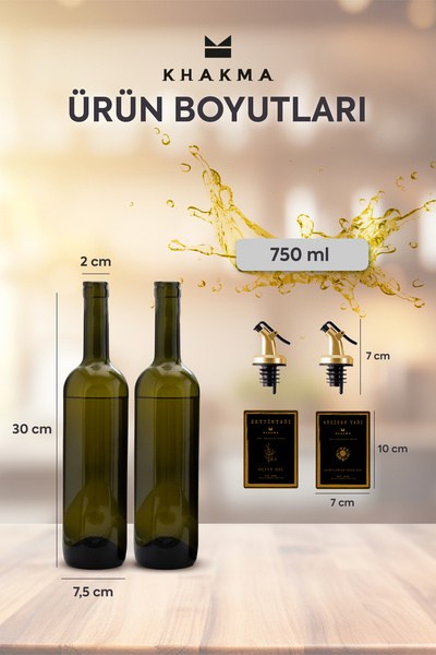 KHAKMA Amber Black Gold 2 Pack 750 Ml Olive Oil Oil Bottle Oil Pot Oil Bottle 750sg