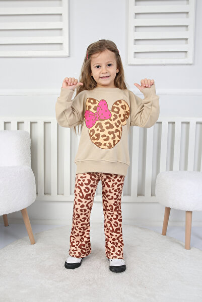 e-çocuk Leopard Patterned Girl's Set