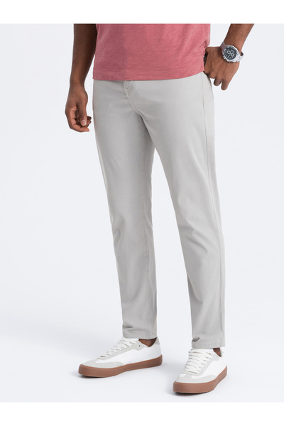 OMBRE Ανδρικό παντελόνι chino προσαρμοσμένο στα μέτρα σας - γκρι V2 OM-PACP-0151 XXL