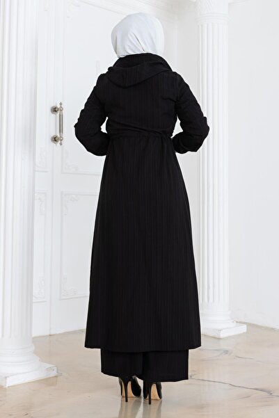 Modamihram Черен костюм с качулка и закопчаване на кръста - 19236