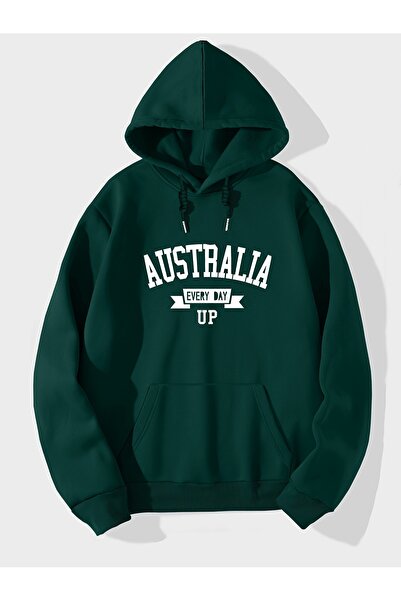 Lider Leather Hanorac imprimat cu glugă – Confort din amestec de bumbac și po...