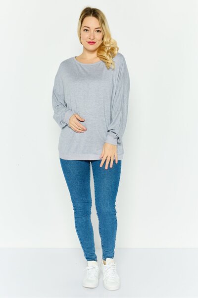 Triumph Women Round Neck Heather Sweater, Grey
