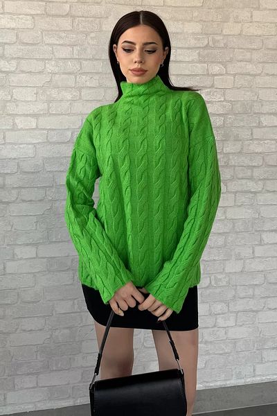 GÜLSELİ Green Half Turtleneck Patterned Women's Knitwear Sweater