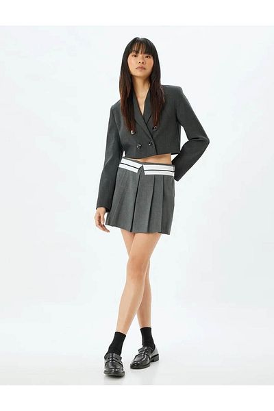 Koton Standard Waist Pleated and Ribbed Shorts Skirt