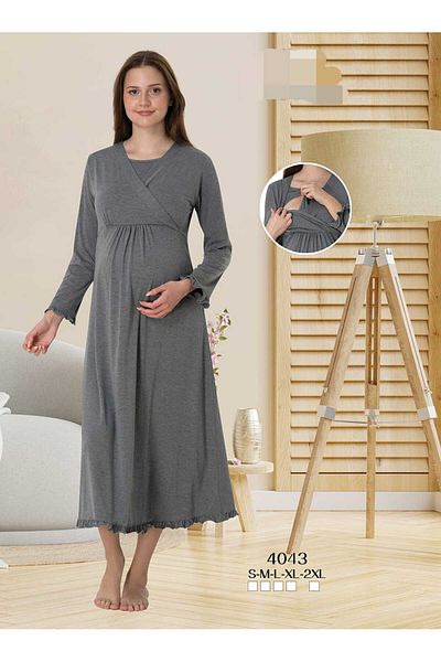Lohussa Smoked Colorful Women's Maternity and Maternity Dressing Gown and Nightgown Set - Special Design