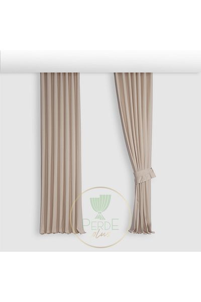 Perdeplus Beige Bohemian Style Plain Background Curtain - Modern Decorative and Cornice Rustic Matching
