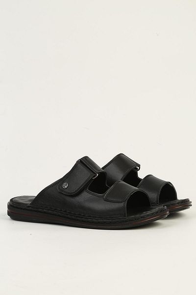 Pierre Cardin Genuine Leather Black Men's Slippers Pc-7449