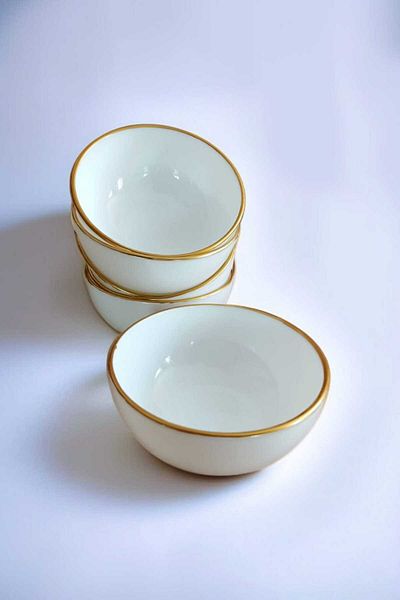 Luminarc Diwali White Gilded 6 Multi-Purpose Bowls 12 cm
