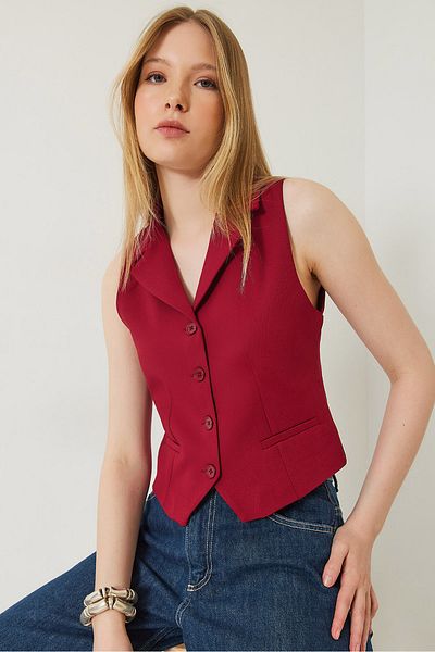 Bianco Lucci Women's Shirt Collar Vest 60229 60271013