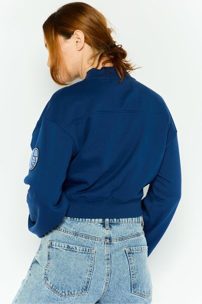 Esprit Women Crew Neck Long Sleeve Graphic T Shirt, Navy