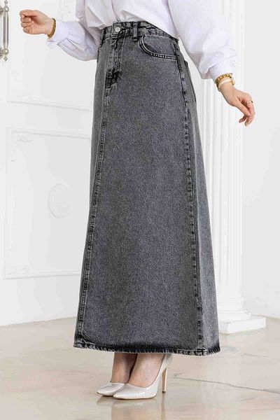 moda periy women's modest basic daily summer seasonal winter style Hijab Denim Skirt with Pockets