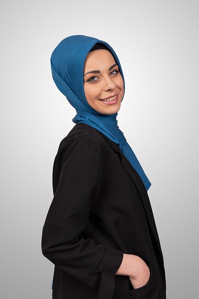 Şalcenneti.com Eșarfă practică din bumbac pieptănat pentru femei, cu burete în față, eșarfă de culoare denim