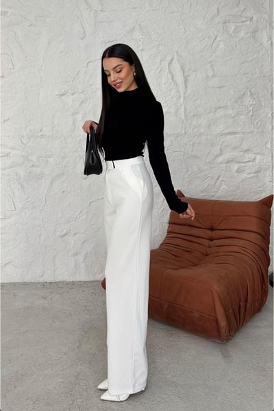 Butik Women's Velcro Knitted Fabric Palazzo Lycra Stretchy Waist Trousers