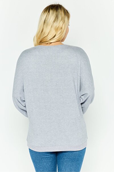 Triumph Women Round Neck Heather Sweater, Grey