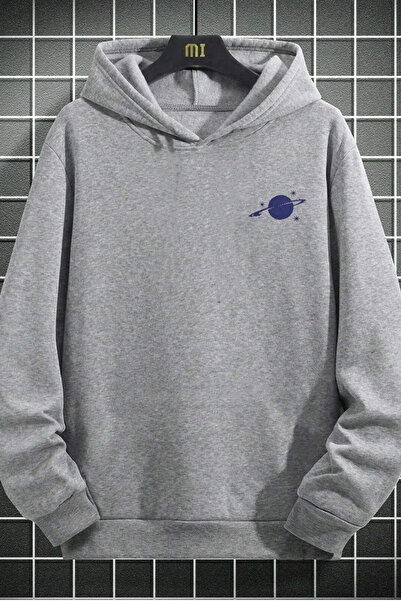 Wish BF saturn güneş sistemi ön arka baskılı kapüşonlu sweatshirt hoodie