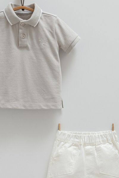 Caramell Baby Boy, Children's Set (Polo Collar Tee - Shorts) 100% Cotton 2025 Summer Season
