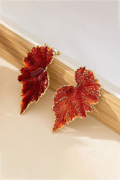 Glaren Big Orange Leaf Gold Color Women Earrings