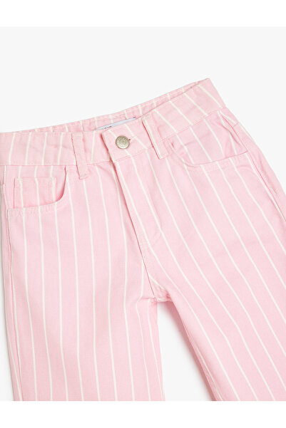Koton Striped Denim Trousers with Cotton Pockets