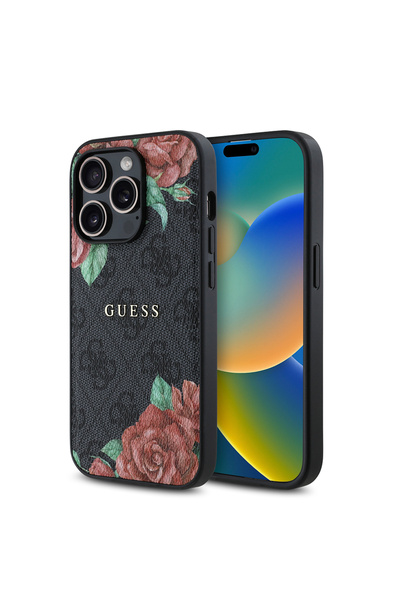Guess iPhone 14 Pro Max Uyumlu Kılıf Guess Lisanslı Magsafe Uyumlu Gül Baskıl...