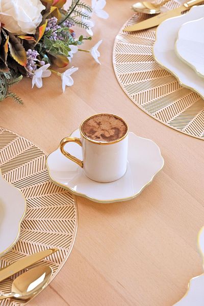 Glore Lotus Glass Coffee Set Gold Gilded