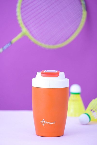 JASPER -3047 Orange Thermos Mug with Straw 400ml