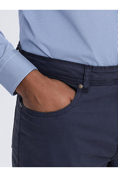 OMBRE Ανδρικό παντελόνι chino προσαρμοσμένο στα μέτρα σας - σκούρο μπλε V4 OM-PACP-0151 M