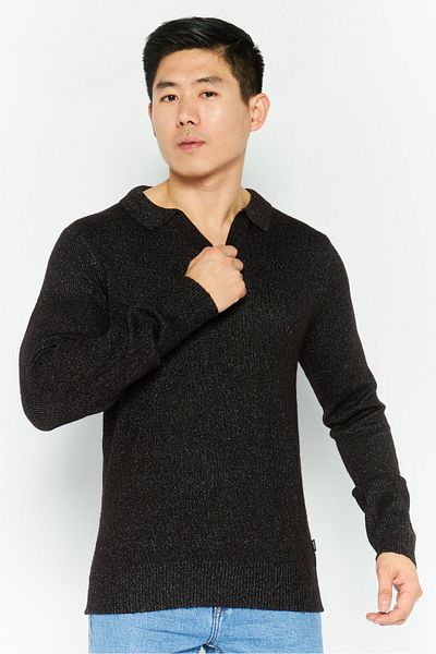 Dkny Men Textured Long Sleeve Sweater, Black