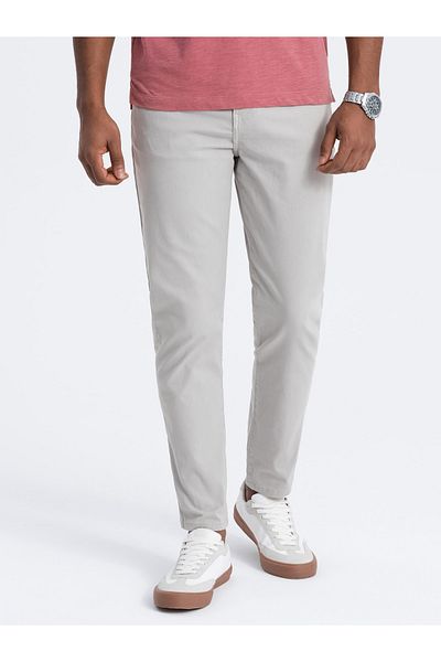 OMBRE Pánské chino kalhoty na míru - šedé V2 OM-PACP-0151 XL
