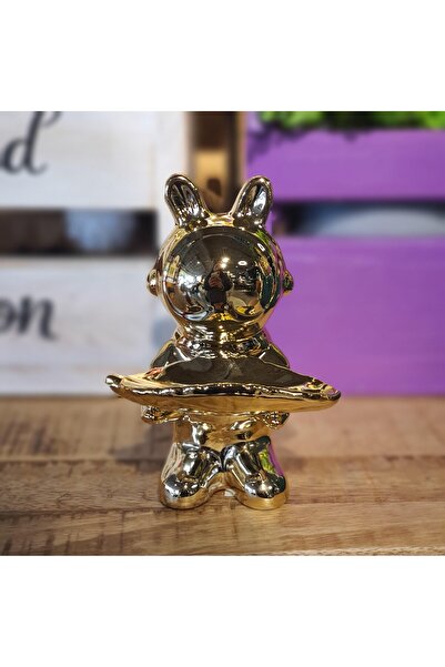 Le Atölye Astronot Tavşan Gold Mini Boy Dekoratif Obje 14,5cm