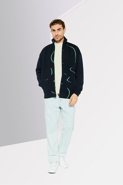 BOSS Men High Neck Long Sleeve Embroidered Sweatshirt, Navy