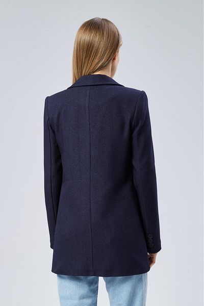 BUTİK ELAJ Women's Navy Blue Single Button Woolen Jacket