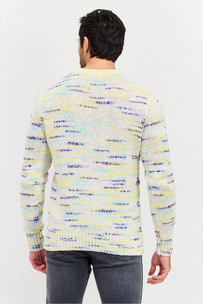 Esprit Men Ribbed Collar Knitted Sweater, Light Beige