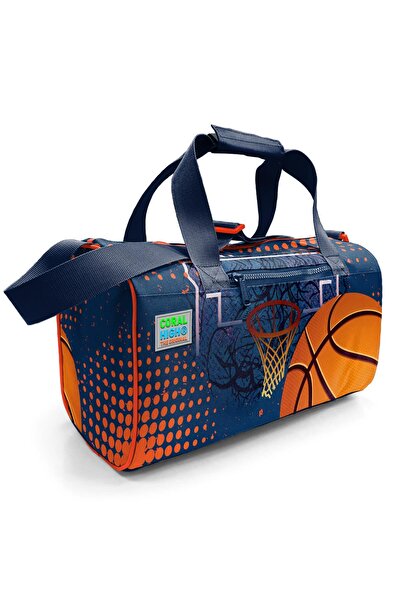 Coral High Orange Navy Blue Basketball Patterned Sports Bag 27519