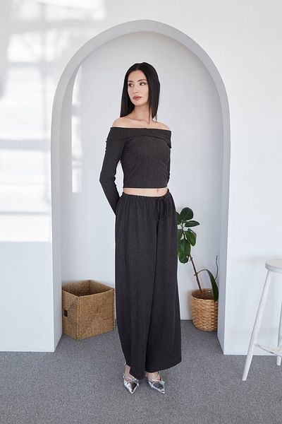 Fulla Moda Παντελόνι Palazzo από υφασμάτινο τυλιγμένο ελαστικό στη μέση