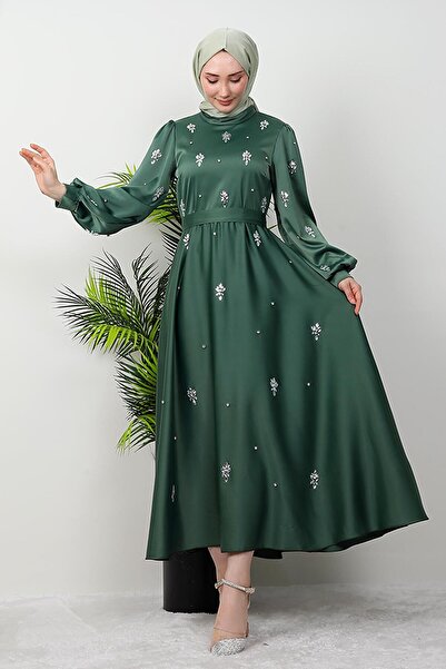 giz astore Ada Saten Abiye Soft Yeşil