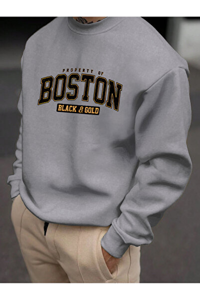 Lider Leather Hanorac imprimat cu guler rotund – Elegant și confortabil pentr...