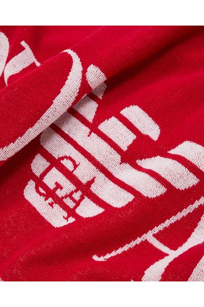EA7 Πετσέτα Unisex Jacquard Cotton - Κόκκινη πετσέτα θαλάσσης με λογότυπο EA7, μεγάλο μέγεθος 7X000102 AF13300-U5096