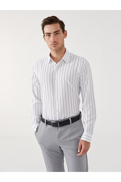 LC Waikiki Ανδρικό ριγέ μακρυμάνικο πουκάμισο LCW Vision Slim Fit