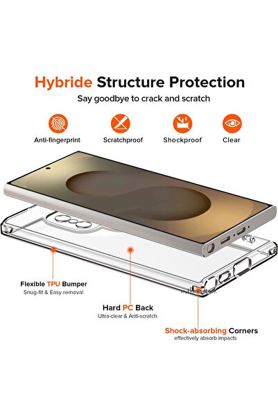 m.tk moveteck Galaxy S25 Ultra Kılıf Kamera Çıkıntılı Korumalı Yumuşak Silikon + Ekran Koruyucu Nano Cam 2in1 Set