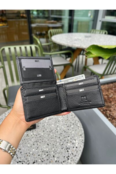MFT Leather Design Hakiki Deri Erkek Çift Renk Cüzdan – Isim Yazılı, Kişiye Özel | Prag 5317 Flother Siyah