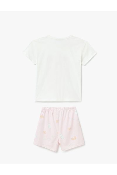 Koton Printed Crew Neck Short Sleeve Cotton Shorts Pajamas Set
