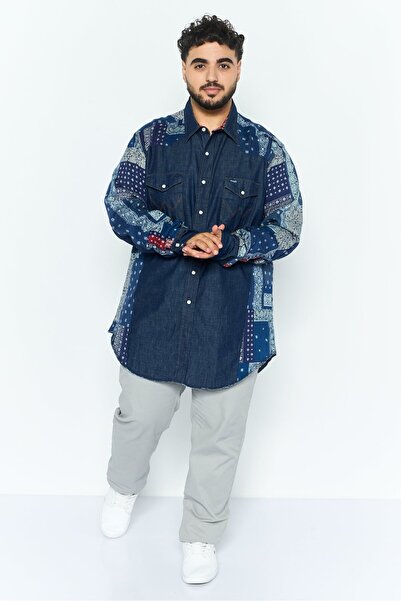 WRANGLER Men Regular Fit Allover Print Long Sleeves Casual Shirt, Navy Blue