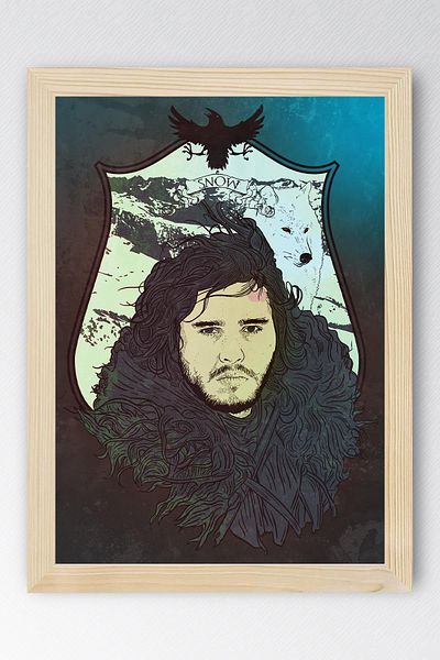 Saturn Game of Thrones Jon Snow Framed Painting - Game of Thrones Tv Series Poster Painting