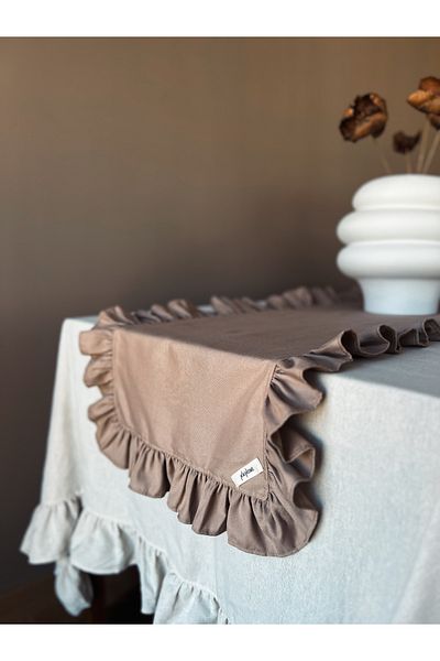 KaiHome Sienna Linen - Кафяв бегач с волани