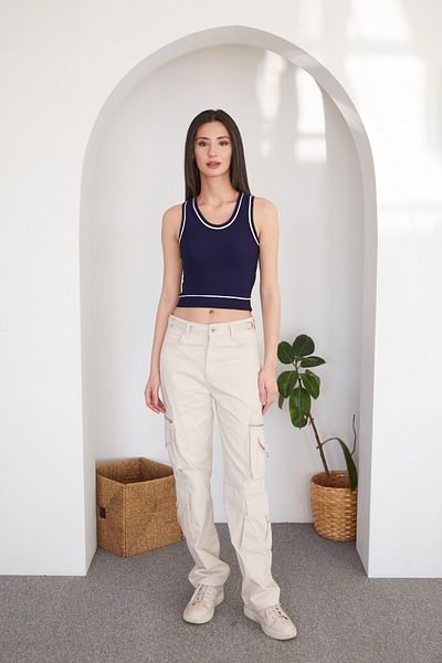 Fulla Moda Waist Belt Cargo Pocket Trousers