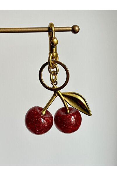 YOUES JEWELRY بورجوندي الكرز مفتاح سلسلة حقيبة سحر مشرقة فضي الكرز حقيبة سحر ...