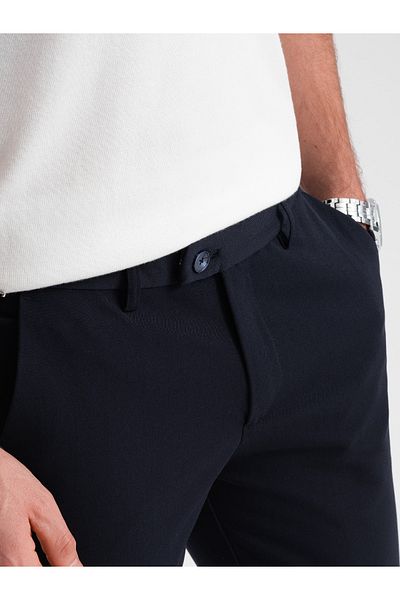 OMBRE Pánské chytré chino kalhoty SLIM FIT - tmavě modrá V3 OM-PACP-0191 M