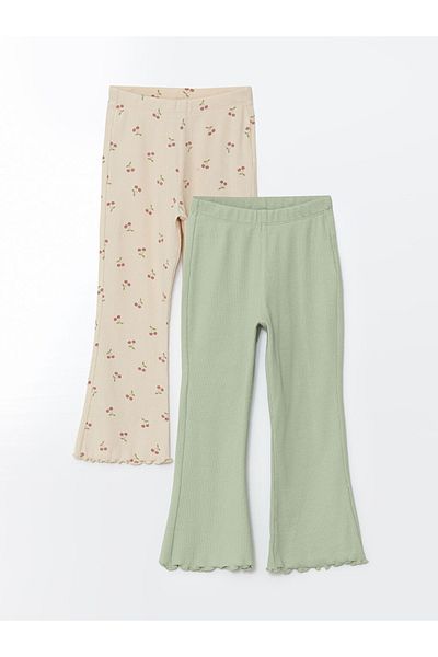 LC Waikiki Green Elastic Waist Floral Girl's Tights 2-Piece