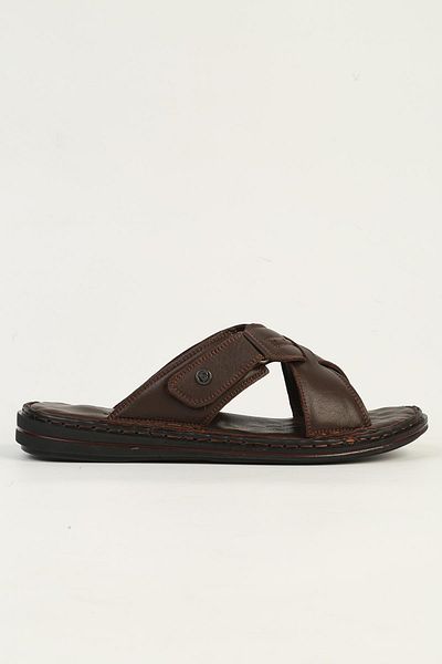 Pierre Cardin Genuine Leather Brown Men's Slippers Pc-7450