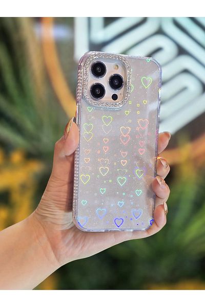 OSG حافظة فاخرة فاخرة ممتصة للصدمات لهاتف iPhone 14 Pro Max متوافقة مع نمط القلب المتغير في الضوء